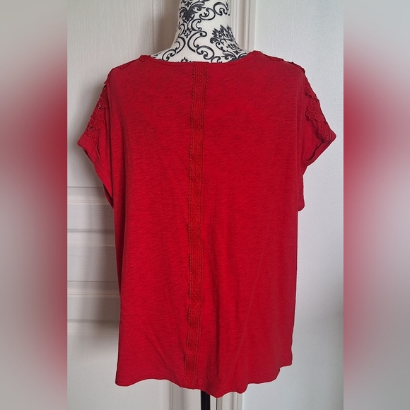 Cleo Petites Red Lace Sleeve Top XL - Picture 4 of 6